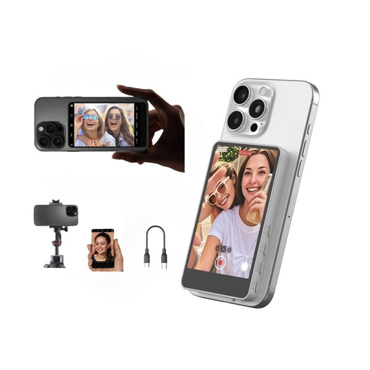Synco Xview M4 Phone Vlog Selfie Monitor Rear Camera Monitor Video Transmission with 164FT Range, 3H Battery, Built-in Speaker for YouTube TikTok Live Streaming Black Magnectic Case