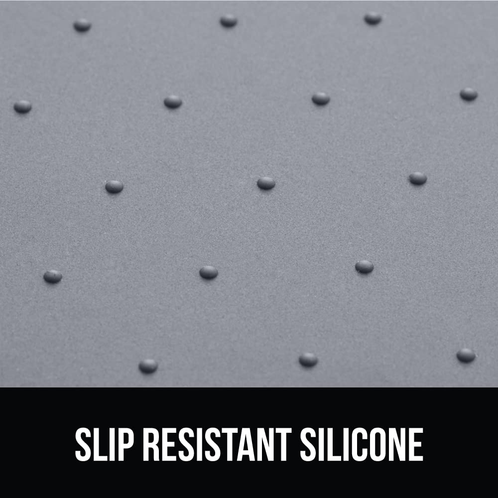 GORILLA GRIP 100% Waterproof Raised Edge BPA Free Silicone Pet Feeding Mat, Dog Cat Food Mats Contain Spills Protects Floors, Placemats for Cats and Dogs Water Bowl, Pets Accessories 18.5x11.5 Gray