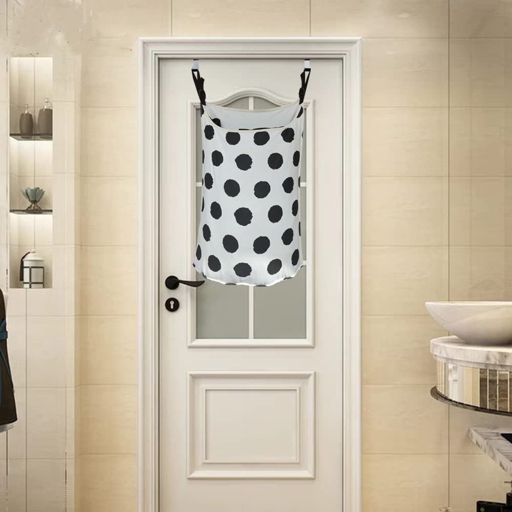 HDHYK Adjustable Space Saving Door Hanging Laundry Hamper Bag Dorm Laundry Bag,Wide Open Top Over The Door Laundry Hamper with Free Hanging Hooks