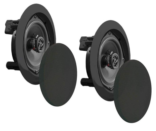 Pyle 8'' Ceiling Wall Mount Speakers-Pair of 2-Way Midbass Woofer Speaker 1/2'' Polymer Dome Tweeter Flush Design w/50Hz-20kHz Frequency Response&250 Watts Peak Easy Installation-Pyle PDIC81RDBK