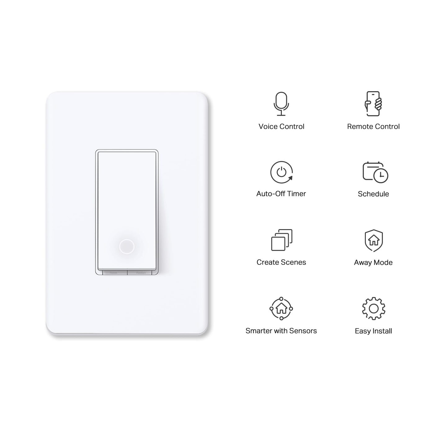 TP-Link Tapo Smart Light Switch, Single Pole, Neutral Wire Required, 2.4GHz Wi-Fi Light Switch Compatible with Alexa and Google Home, UL Certified, No Hub Required, White, Tapo S500(4-Pack)