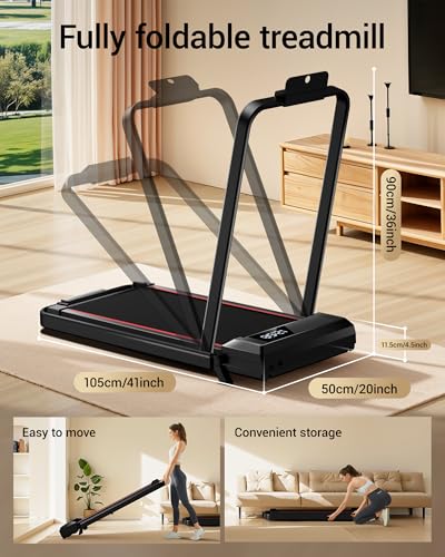 14% Incline Walking Pad Treadmills for Home and Office, 3-in-1 Portable Under Desk Treadmill, Folding Treadmill with 2.5 HP Quiet Brushless, 300 LBS Capacity