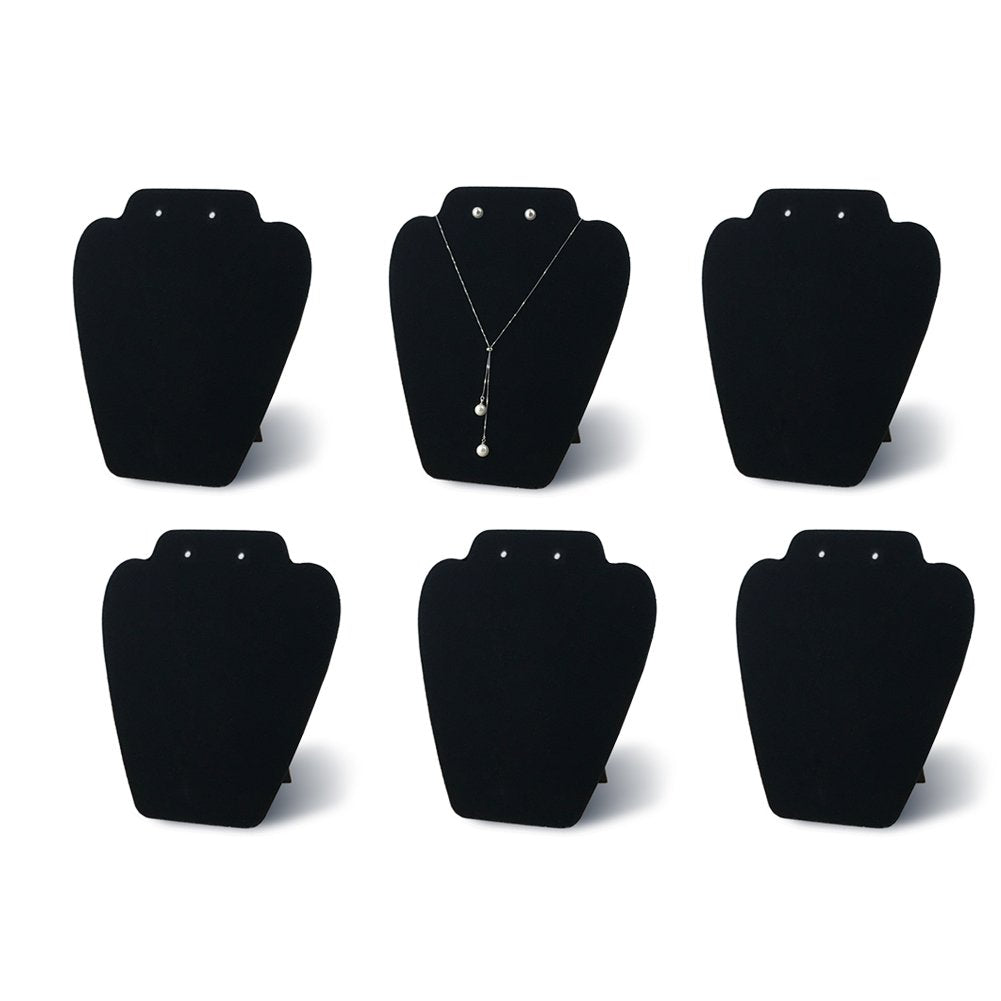 7TH VELVET 6 Pieces Black Velvet Necklace Display, Jewelry Display for Selling and Shows, Necklace Easel Stand, Collapsible Jewelry Bust Stand, Reinforced Bracket (7 3/8" W x 8 2/8" H)