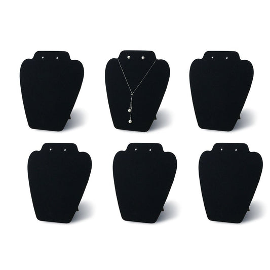 7TH VELVET 6 Pieces Black Velvet Necklace Display, Jewelry Display for Selling and Shows, Necklace Easel Stand, Collapsible Jewelry Bust Stand, Reinforced Bracket (7 3/8" W x 8 2/8" H)