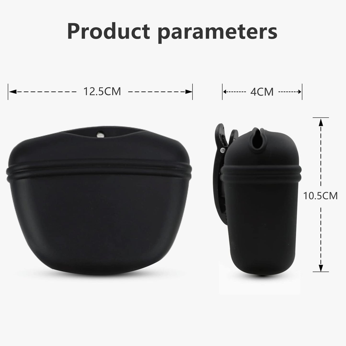 MGKSHADOW Dog Treat Pouch 2 Pack, Dog Treat Training Pouch, Silicone Pet Treat Bag BPA Free/Clip/Magnetic Dog Walk (Grey & Black)