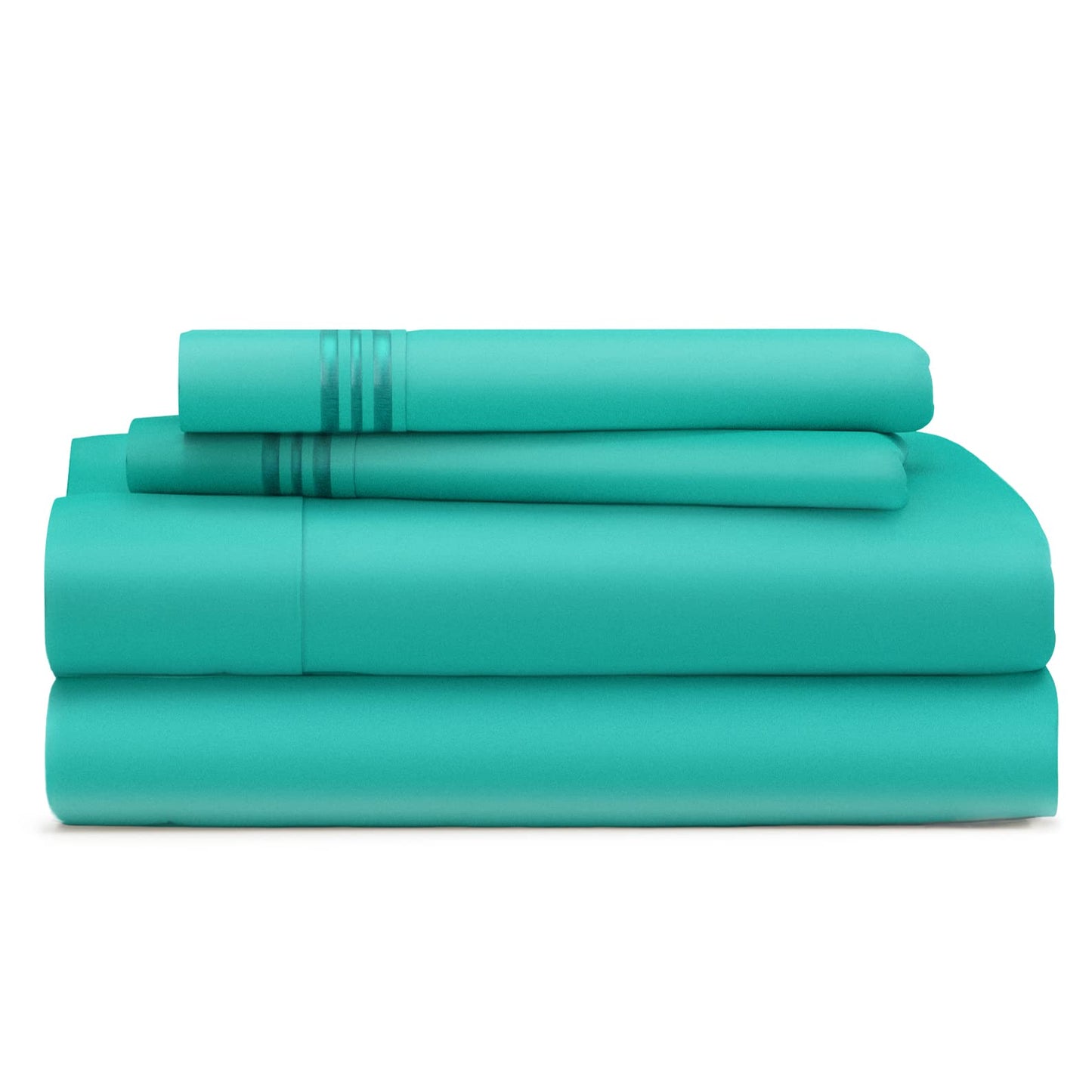 Cosy House Collection Everyday 1500 Series Bed Sheet Set - Ultra Soft & Cool Hotel Luxury Bedding - Deep Pocket - Wrinkle, Stain and Fade Resistant - 4 Piece Set (Queen, Bright Turquoise)