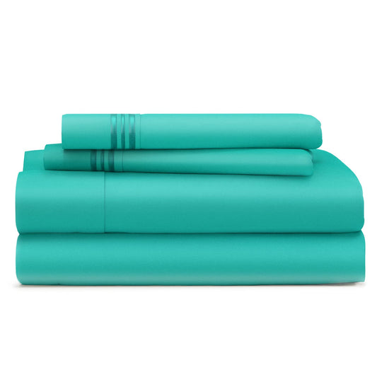 Cosy House Collection Everyday 1500 Series Bed Sheet Set - Ultra Soft & Cool Hotel Luxury Bedding - Deep Pocket - Wrinkle, Stain and Fade Resistant - 4 Piece Set (Queen, Bright Turquoise)