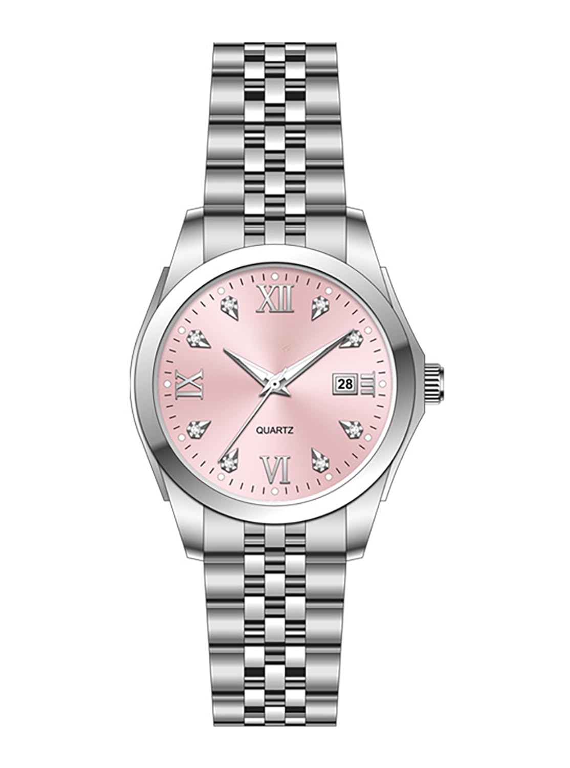 BESTKANG Women's Bracelet Watch Stainless Steel Quartz Watch Luminous Waterproof Watch Business Watches for Women (Pink)