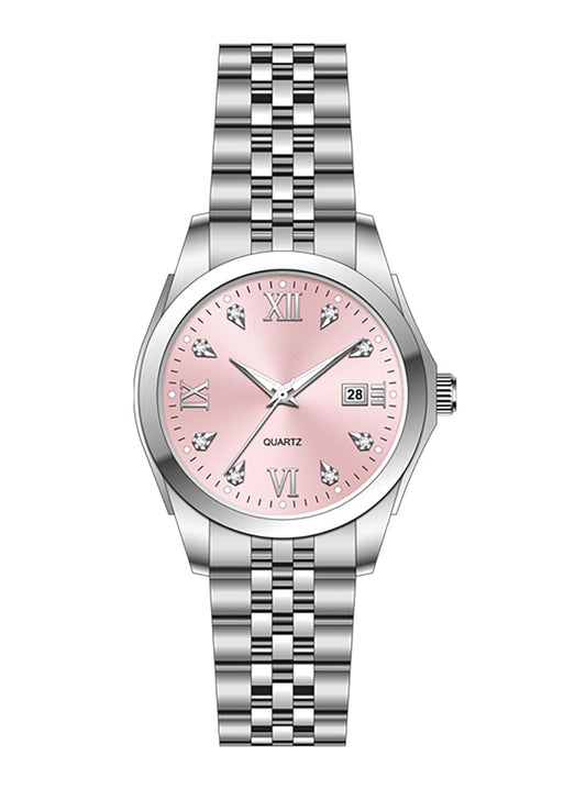 BESTKANG Women's Bracelet Watch Stainless Steel Quartz Watch Luminous Waterproof Watch Business Watches for Women (Pink)