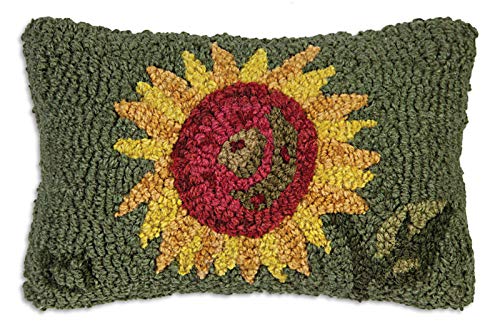 Chandler 4 Corners Artist-Designed Sunflower Hand-Hooked Wool Decorative Throw Pillow - Flower Themed Pillow for Couches & Beds - Easy Care & Low Maintenance-Nature, Garden, Floral Pillow