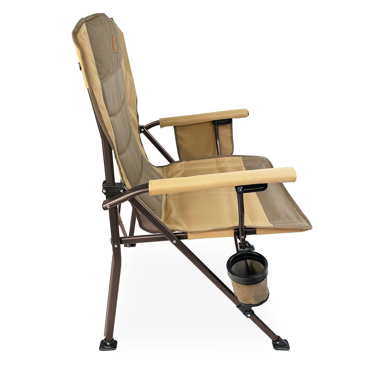 Black Sierra Oversize Camping Chair for Adults Supports 500 lbs, XL Heavy Duty Hard Arm Folding Chair, Steel Frame Durable Padded Outdoor Seat, Portable Fold Up Chair w/Cup Holder and Storage Bag