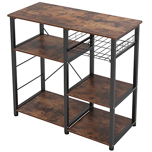 soges Bakery Rack, Kitchen Shelf, Standing Shelf, Baker, Shelf, Microwave Holder, Multifunctional Kitchen Storage Rack with 3 Shelves, Retro