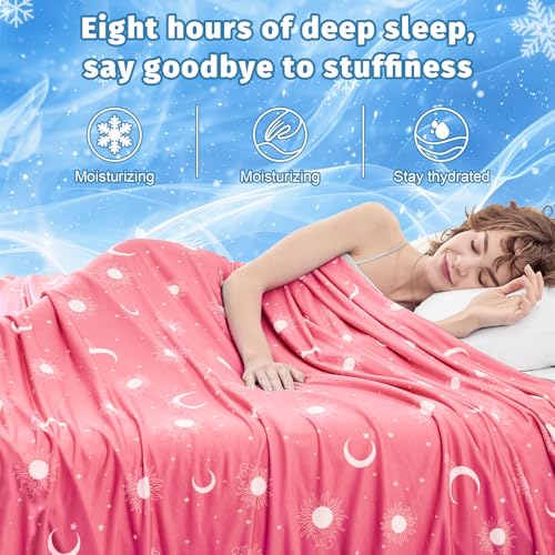 inhand Cooling Blanket Queen Size (90"x90") - Cooled Blankets for Hot Sleepers Lightweight Breathable Summer Blanket for Sleeping Night Sweats to Keep Cool in The Heat -Peach Pink