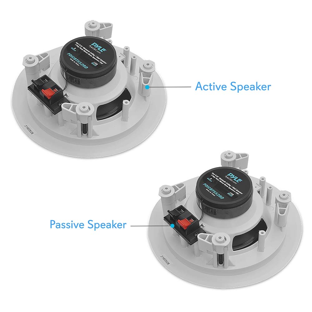 Pyle 5.25” Pair Bluetooth Flush Mount In-wall In-ceiling 2-Way Speaker System Quick Connections Changeable Round/Square Grill Polypropylene Cone & Polymer Tweeter Stereo Sound 150 Watt (PDICBT552RD)