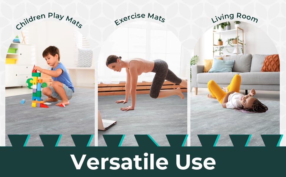 100 Sq. Ft 3/8 Inch Thick Printed Foam Tiles Interlocking Foam Mat, 24" x 24", 25 pcs, Grey Wood Grain Style Print