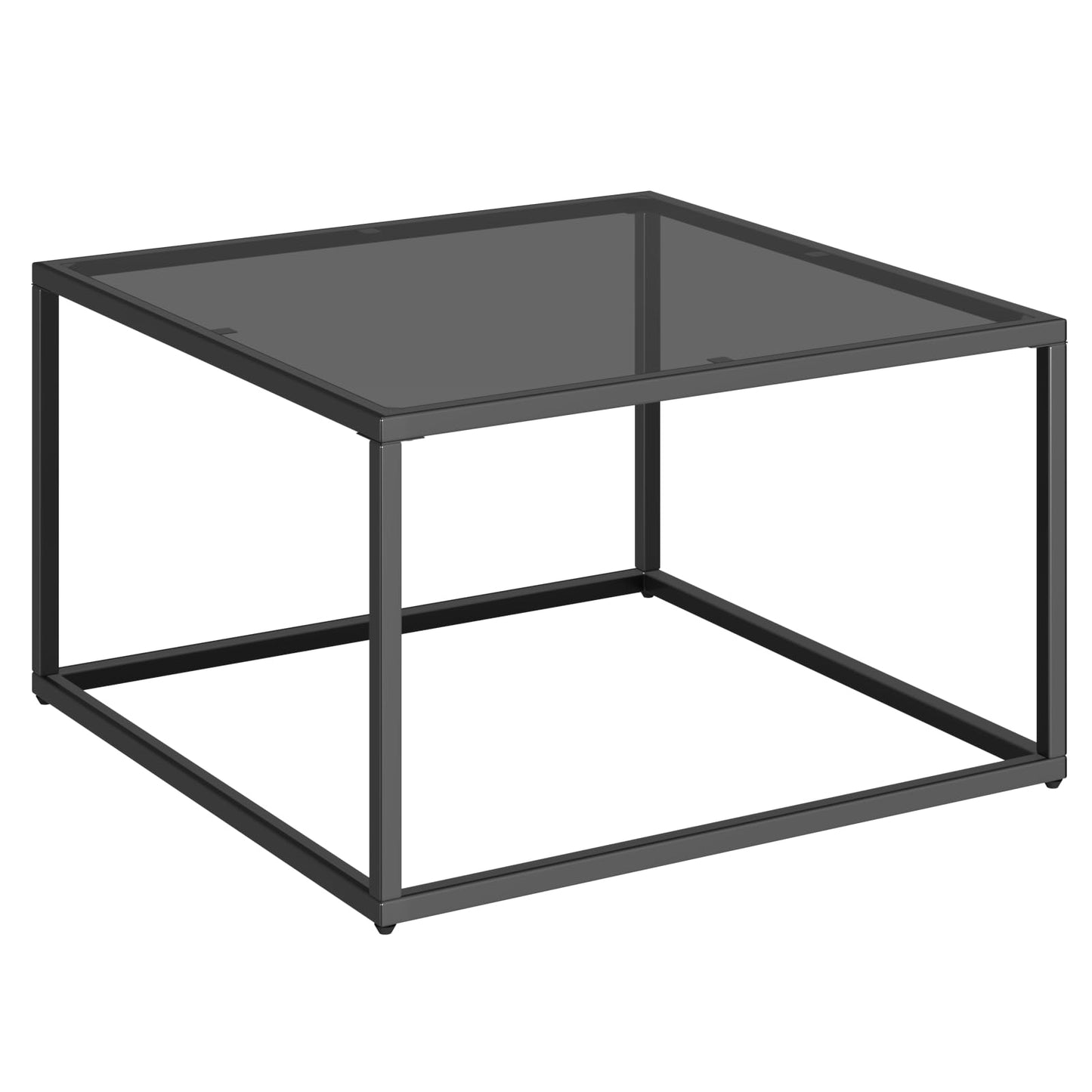 YMYNY Glass Coffee Table, Tempered Glass Square Coffee Tables with Metal Frame, Unique Modern Table for Living Room Home Office 26.77" x 26.77" x 15.75", Black, UHCT001B