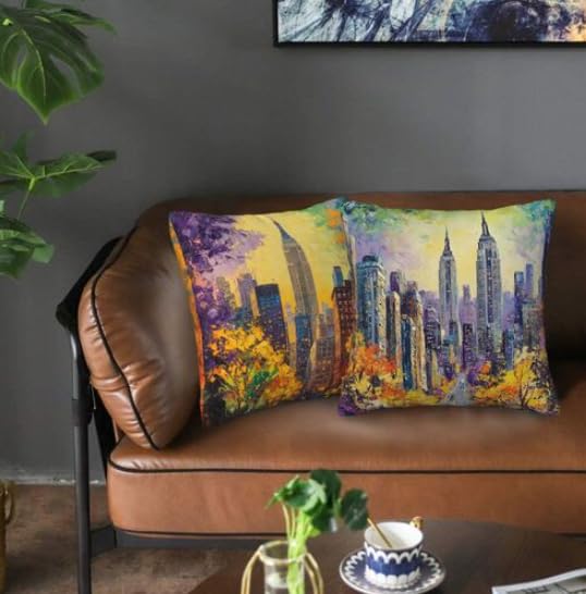 Guiteinyi New York City Throw Pillow Covers 18x18 Set of 2 Square Pillow Case for Home Decorative Sofa Couch Bedroom Living Room