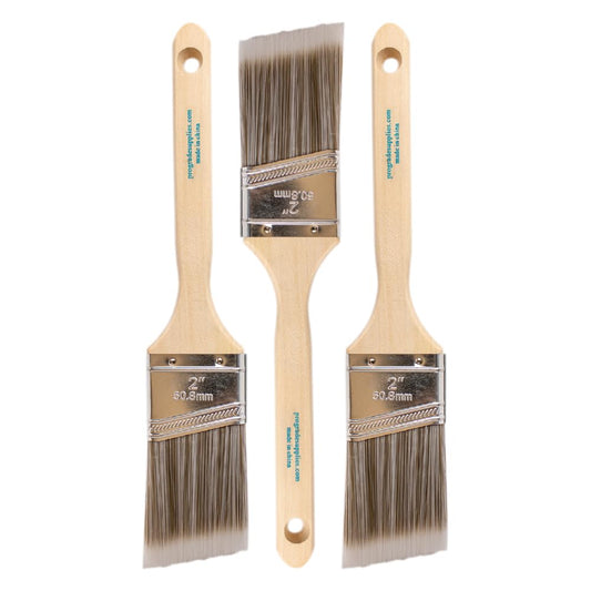 Pro Grade Paint Brush Set - 3-Pack - 2" Angle Brushes for All Latex and Oil Paints & Stains - Home Improvement - Interior & Exterior Use