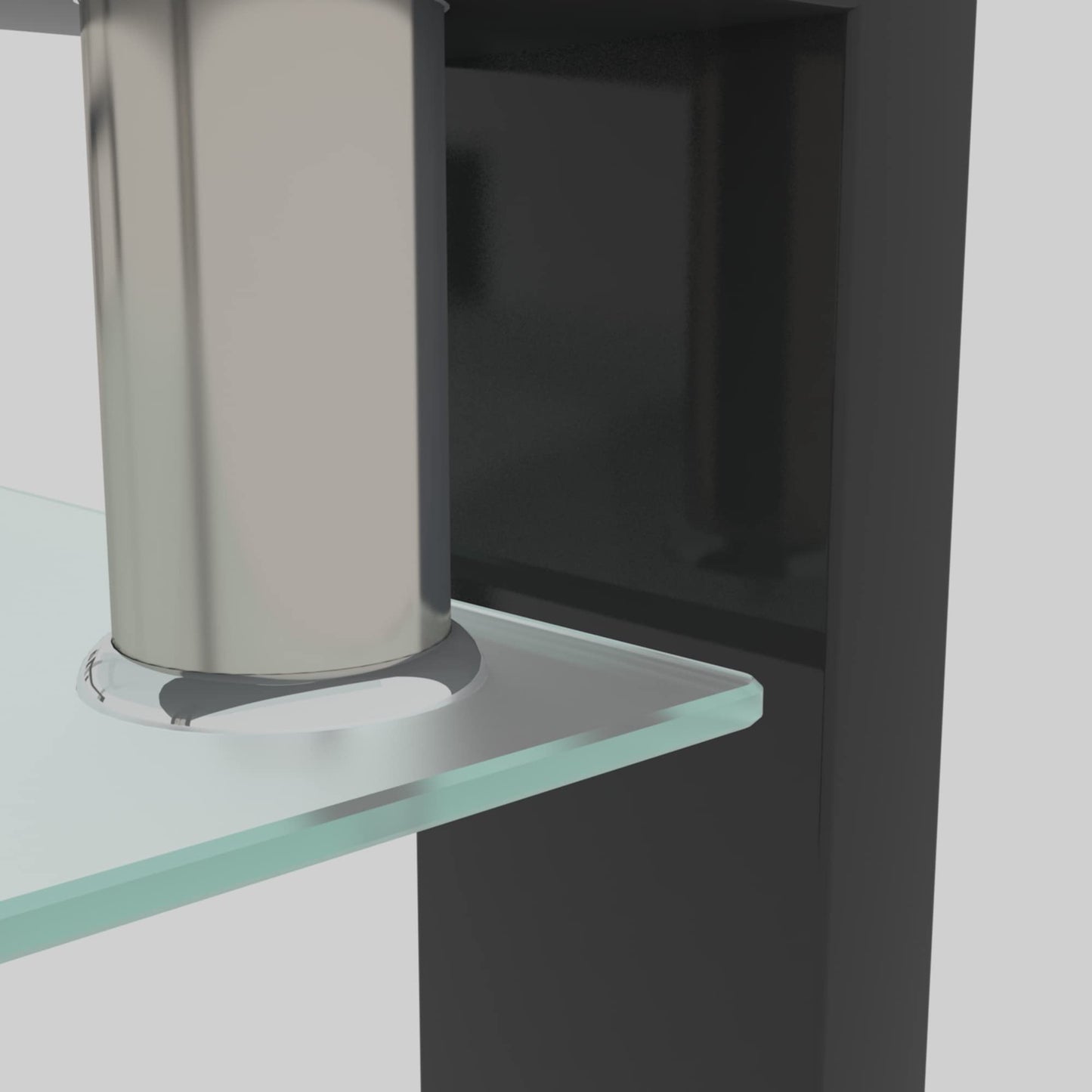 PIUS Rectangle Glass Coffee Table, Clear Coffee Table Modern Side Center Tables Furniture for Living Room,Black