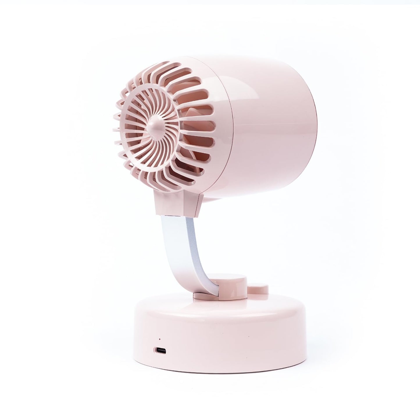 Mr. Young Quiet Portable Desk Fan - 4-Speed Adjustable 150° Oscillating USB-C Rechargeable Small Mini Fan with 10+ Hours Battery Life Perfect Table Fan for Home/Office/Dorm (Pink)