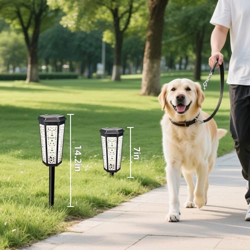 TITIMIO Solar Powered Pathway Landscape Lights 4 Pack, RGB Color Changing+Warm White Outdoor Waterproof Solar Yard Lights for Garden Sideway Outside, Patio, Path, Yard, Walkway, Driveway, 2 Modes