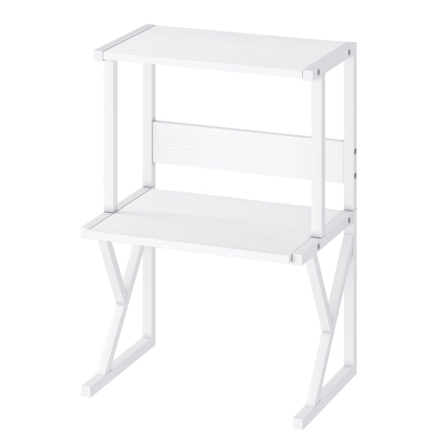 aboxoo Desktop Printer Stand with 3 Tier Wood Storage Shelves,Under Desk Printer Table,Multi-Purpose Home Office Desk Organizer for Fax Machine, Scanner (White)