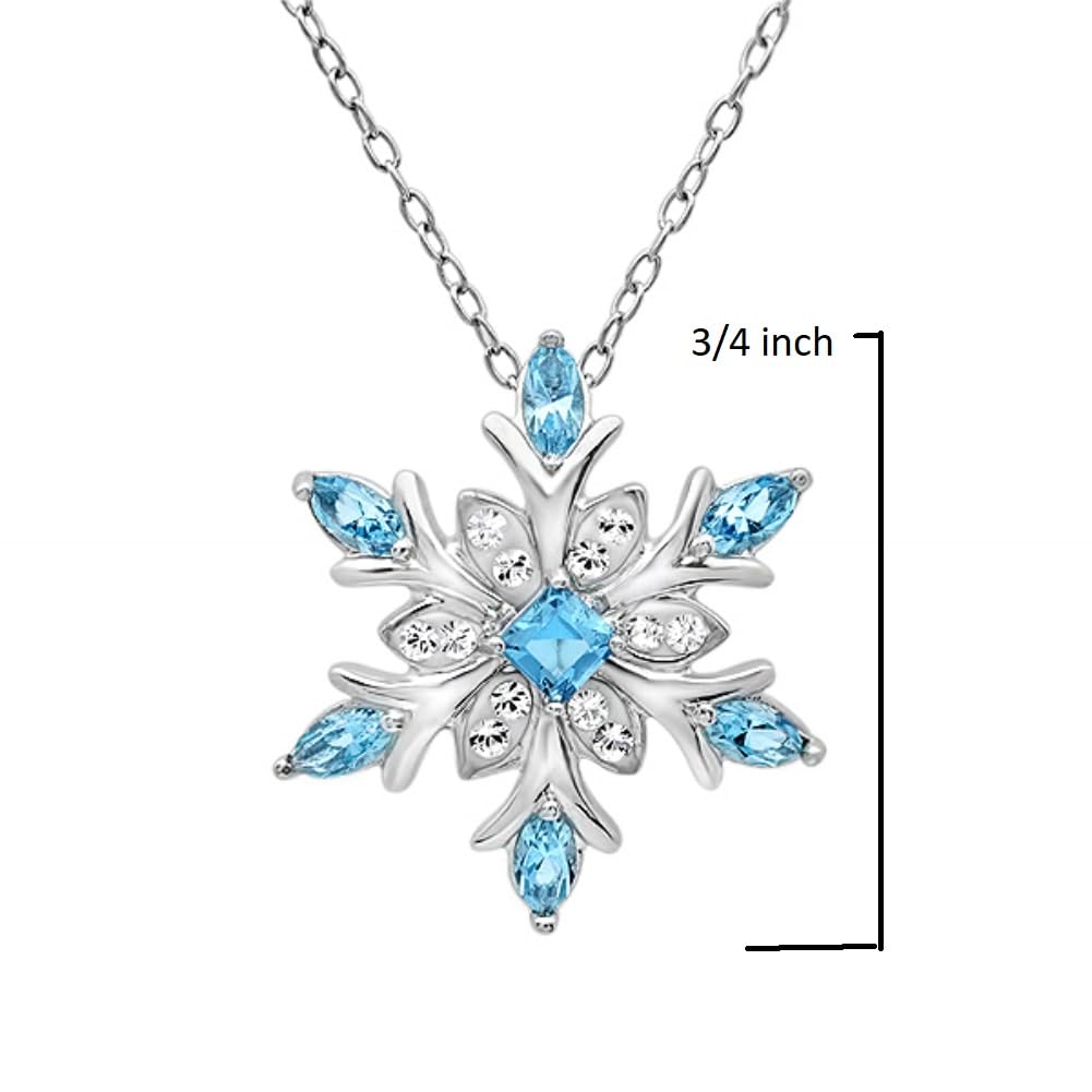 Amanda Rose Collection Sterling Silver Snowflake Pendant Necklace with Blue and White Austrian Crystals