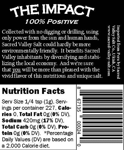 SACRED VALLEY SALT from Maras, Peru - Extra Coarse Grinder Salt in Handmade Reusable Canvas Pouch