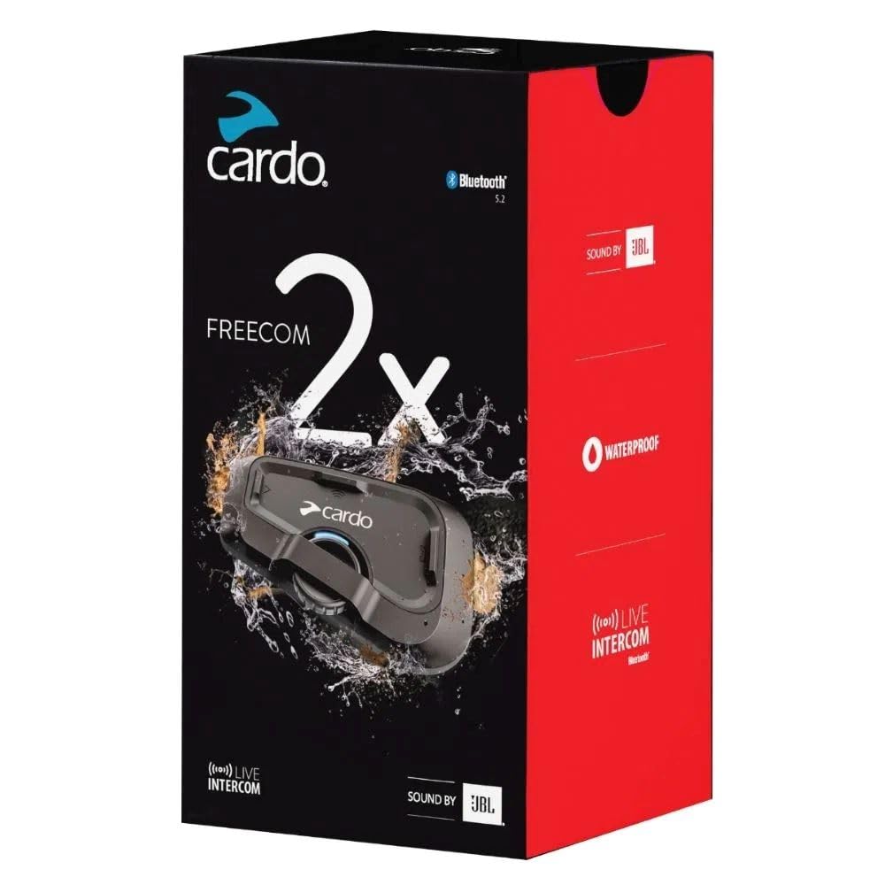 Cardo Systems FREECOM 2X Motorcycle 2-Way Bluetooth Communication System Headset - Black, Single Pack