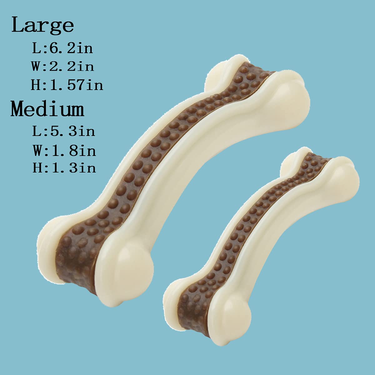 BETTEPROD Dog Chew Toys for Aggressive Chewers Large Breed,2 Pack Beef Flavor Indestructible Dog Teething Chew Toys Bones for Large/Medium/Small Puppies,Pet Toy with Nylon