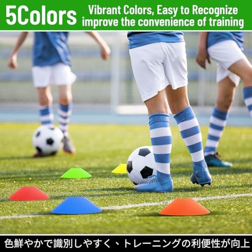 25 Pcs Pro Disc Cones - Training Cones Agility Soccer Cones with Carry Bag for Training, Soccer, Football, Basketball,Kids and Other Sports and Games(5 Colors)