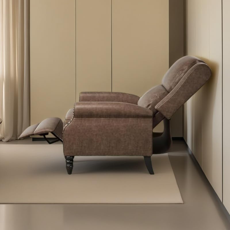 FONTOI Faux Leather Recliner Chair, Pushback Recliner Chair with Adjustable Backrest Footrest, Mid Modern Reclining Chair with Overstuffed Arms Lumbar Support for Reading, Living Room, Coffee