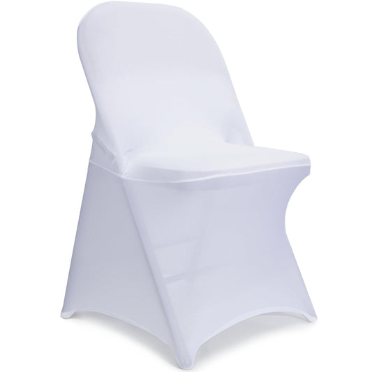 LEBENGURU Stretch Spandex Folding Chair Covers 30PCS, Universal Elastic Fitted Chair Cover Protector for Wedding, Party, Banquet, Holidays, Celebration, Decoration (White)