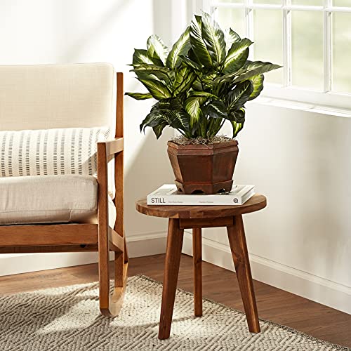 Nearly Natural 22IN Artificial Triple Golden Dieffenbachia Plant with Decorative Wood Planter, Faux Plant for Indoor Home Décor
