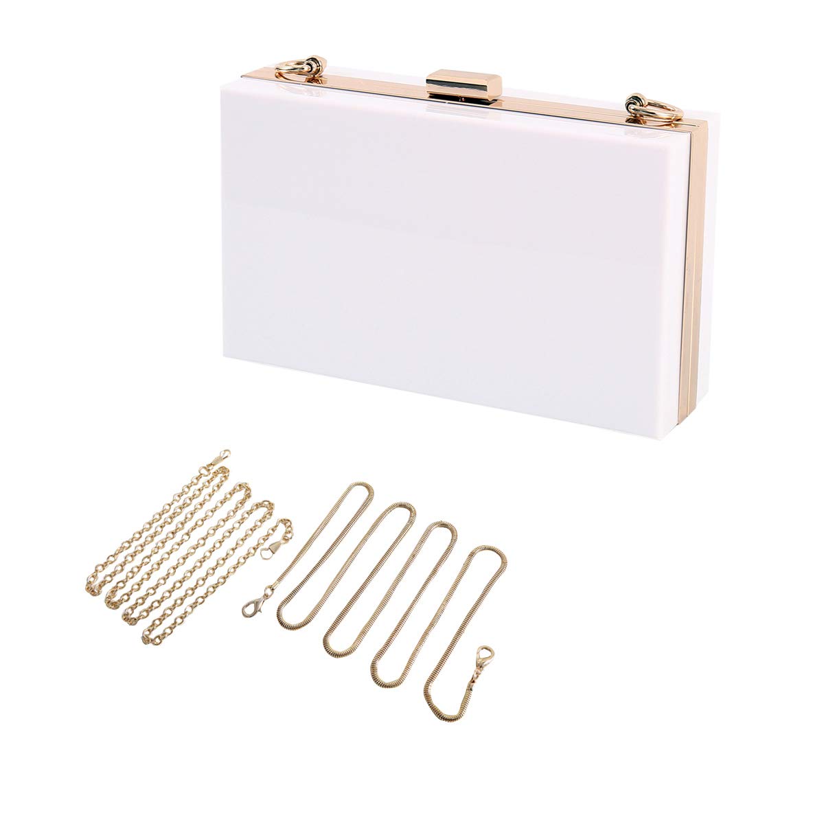L-COOL Cute Acrylic Shoulder Bag Crossbody Bag Evening Clutch Purse Handbag With 2 Gold Chain For Women(White)