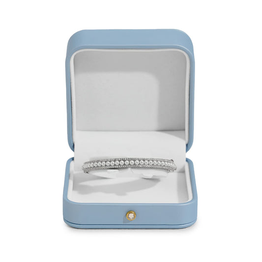 Oirlv Elegant Sky Blue Bracelet Gift Box Leather Bangle Box for Jewelry Gift White Velvet Interior Bangle Bracelet Storage