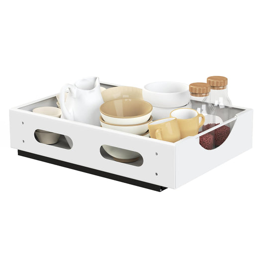 Yawinhe Pull out Cabinet Organizer, Heavy Duty Sliding Drawers for Kitchen, with Adhesive Nano Films, for Bathroom Storage, 15.2''Lx10.8''Wx3.2''H, White