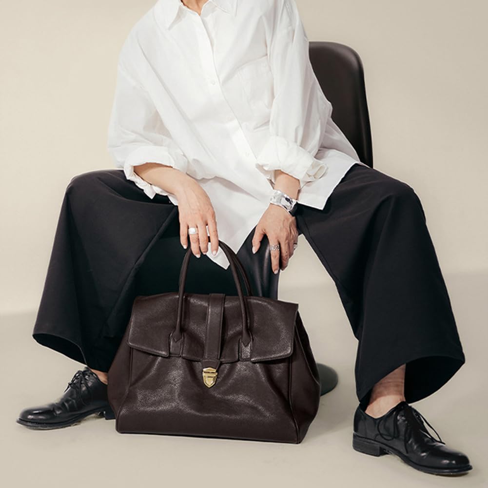 hibear Leather Tote Bag for Women,Luxury Designer Handbags Large Capacity Work Tote Bag Trendy Clutch Purse With Top-handle