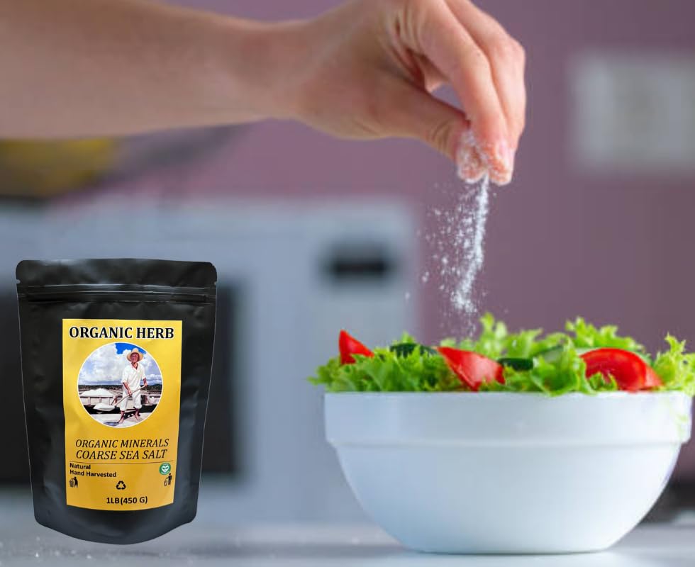 Organic Herb Sea Salt Flakes, 8oz, Hand Harvested, Low Sodium, Perfect for Cooking, Optimal Body Function, 84 Minerals, Resealable Bags