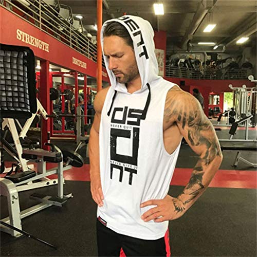 Lingt Chic Men's Sports Fitness Vest for Outdoor Running and Training, Sleeveless Hooded Loose Fit Tank Top