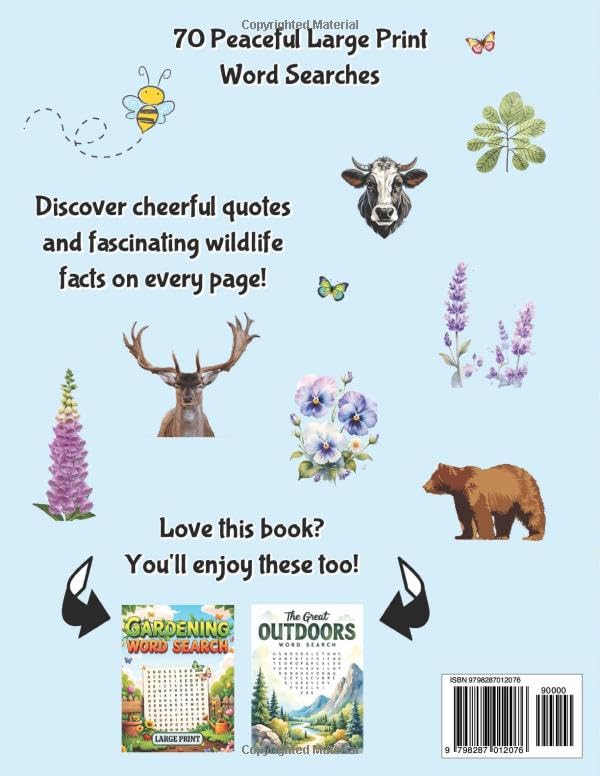 Wildlife Word Search Books for Adults Large Print Puzzle: Big Word Find Puzzles for Adults & Seniors to Keep Mind Active, Nature Activity Games for Elderly Men Women Stress Relief