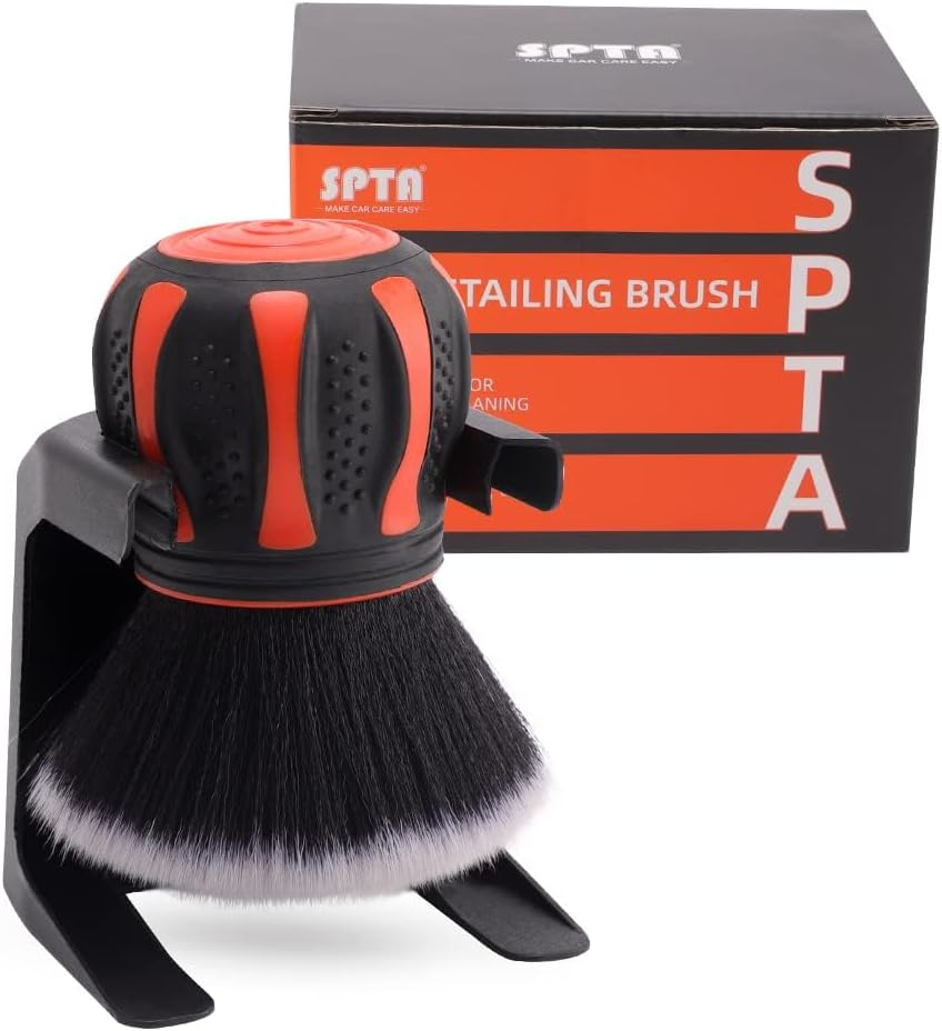 Ultra Soft Detailing Brush, Car Detail Brush, Orange Handle XL Synthetic Brush - Ultra Soft Bristles, Comes with Storage Rack, Covers Large Area Inside or Outside Vehicles