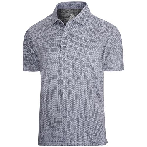 Esabel.C Mens Golf Shirts Print Moisture Wicking Short Sleeve Performance Dry Fit Stretch Active Polo Shirts for Men