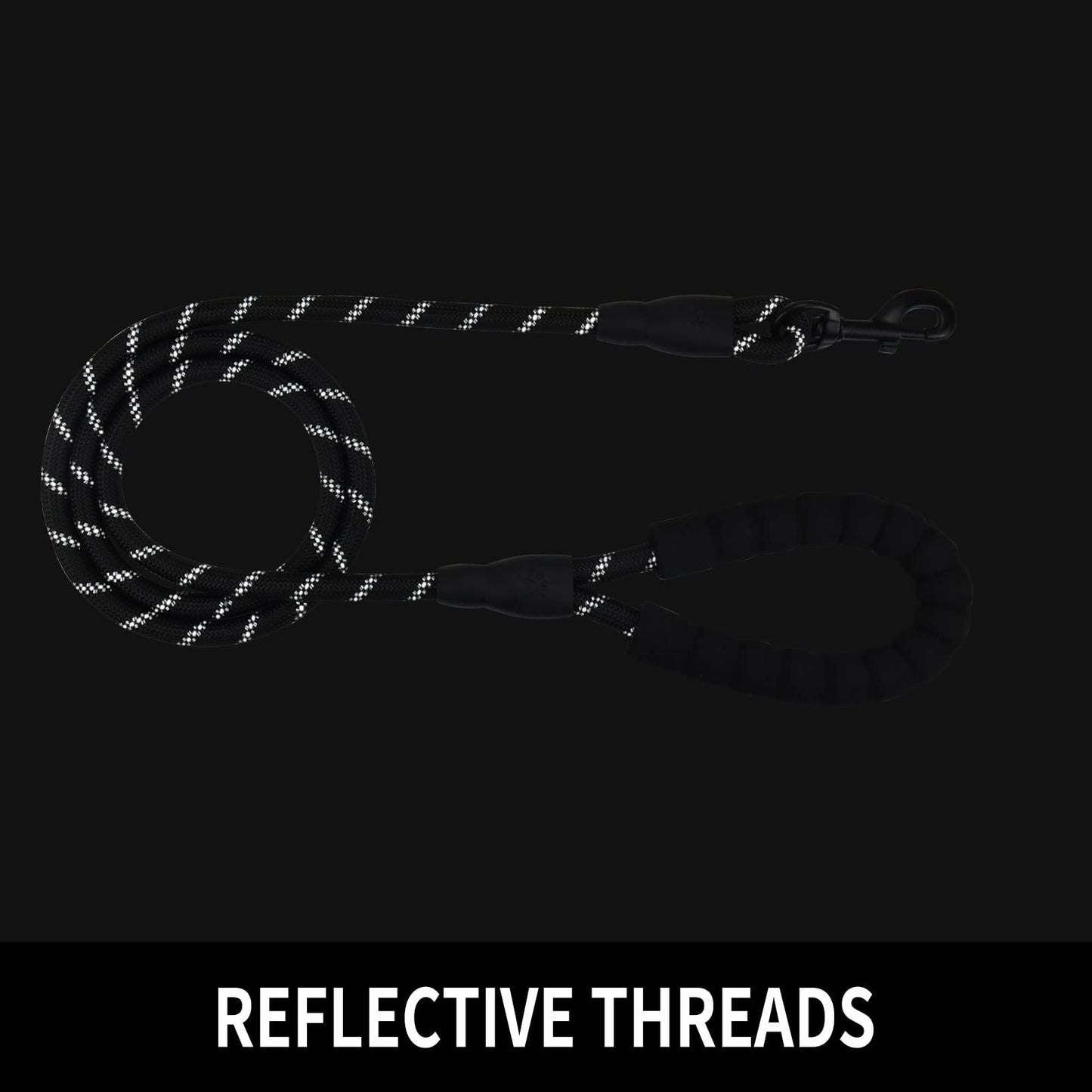 Panykoo 5/6 FT Strong Pet Dog Leash with Soft Padded Handle,Highly Reflective Rope for Night Walking,360-Degree Rotating Metal Buckle Without Tangles,Suitable for Small,Medium and Large Dogs.(5ft)