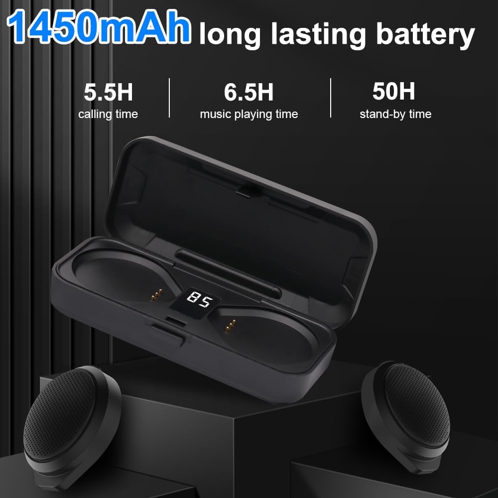 OBEST Motorcycle Bluetooth Headset with Charging Case, Helmet Bluetooth Speaker with Microphones & LED Display, 1900mAh Battery with 50Hours Work Time Wireless Headsets for Skiing and Riding