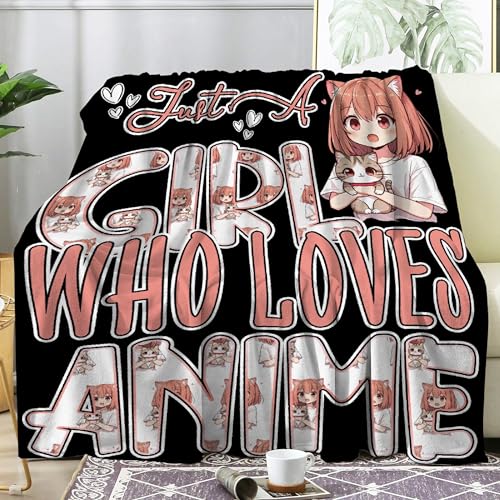 Anime Blanket Just A Girl Who Loves Anime Gifts for Girls Women Cozy Blanket for Bed Couch Sofa 30x40inches