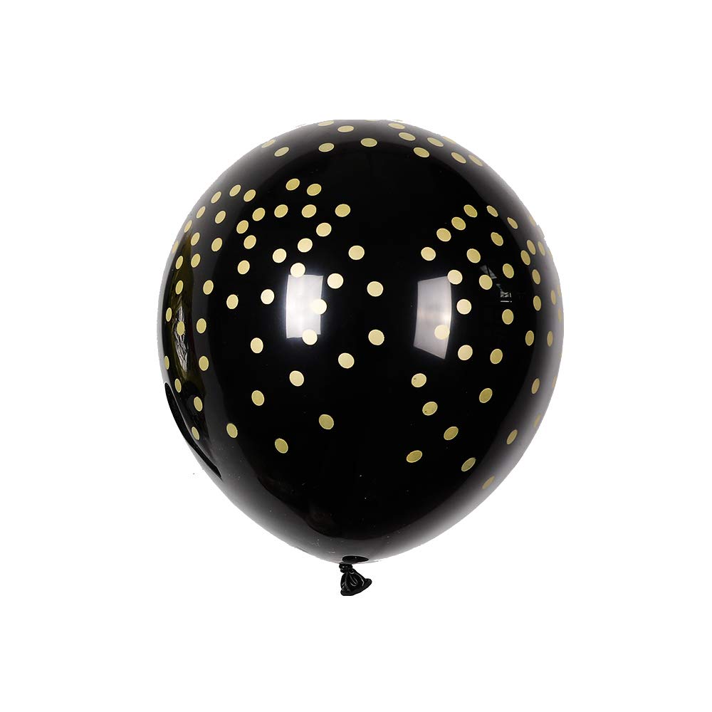60pcs 12inch Helium Balloon Bouquet Metallic Gold Pearl Black Clear with Dot Balloon Perfect for Baby Shower Bridal Shower Birthday Anniversary Party Decorations(Black)