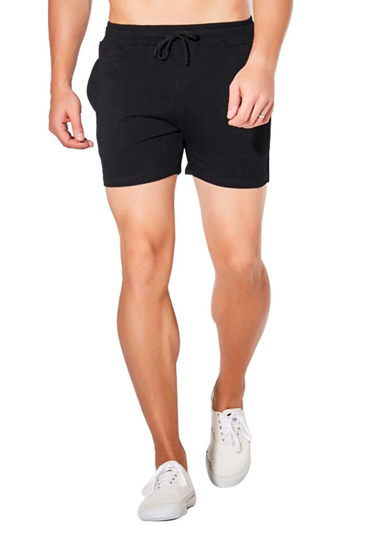 JackieLove Men's & Women's 3" Sweat Gym Running Workout Athletic Short Training Lounge Cotton Shorts Bottoms Black