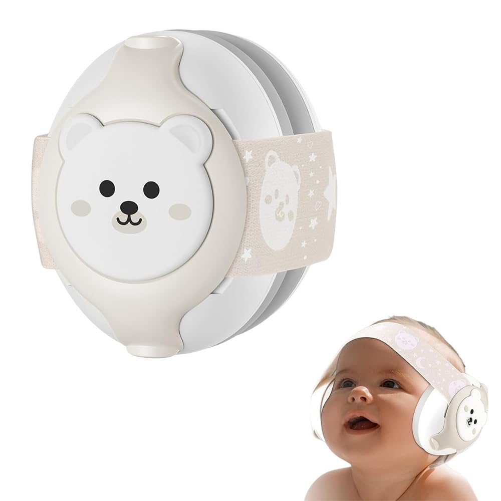 Baby Earmuffs-Infant Ear Protection for Babies 0-36 Months, 25dB NRR Baby Noise Cancelling Headphones with Little Bear Design,Baby Flight Essentials for Travel/Improves Sleep/Outdoor