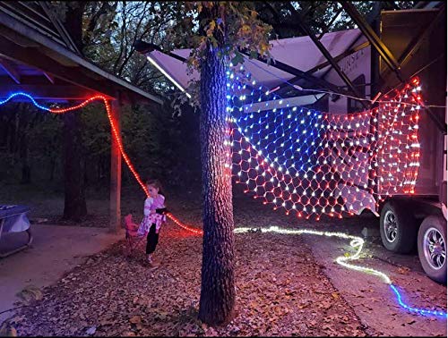 American Advanced Flag String Lights, Waterproof Led Flag Net Light of The United States for Memorial Day, Garden Decoration, Festival, Holiday, Party Decoration,Christmas Decorations (Plug in Power)